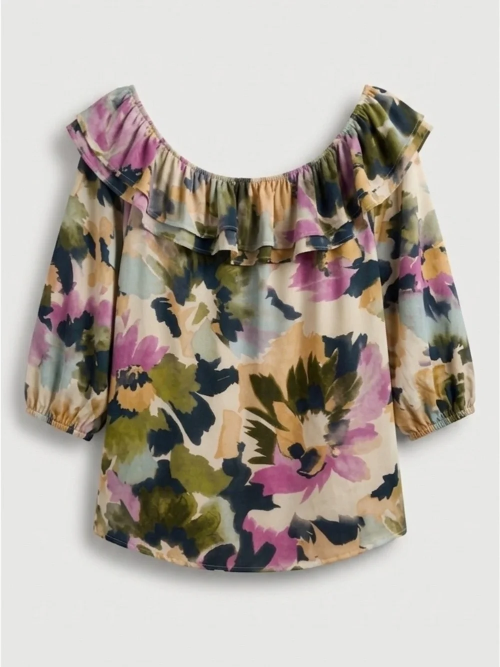 J Crew Boho-Chic Floral Off-the-Shoulder Ruffle Blouse | Size XL NWT 110.00